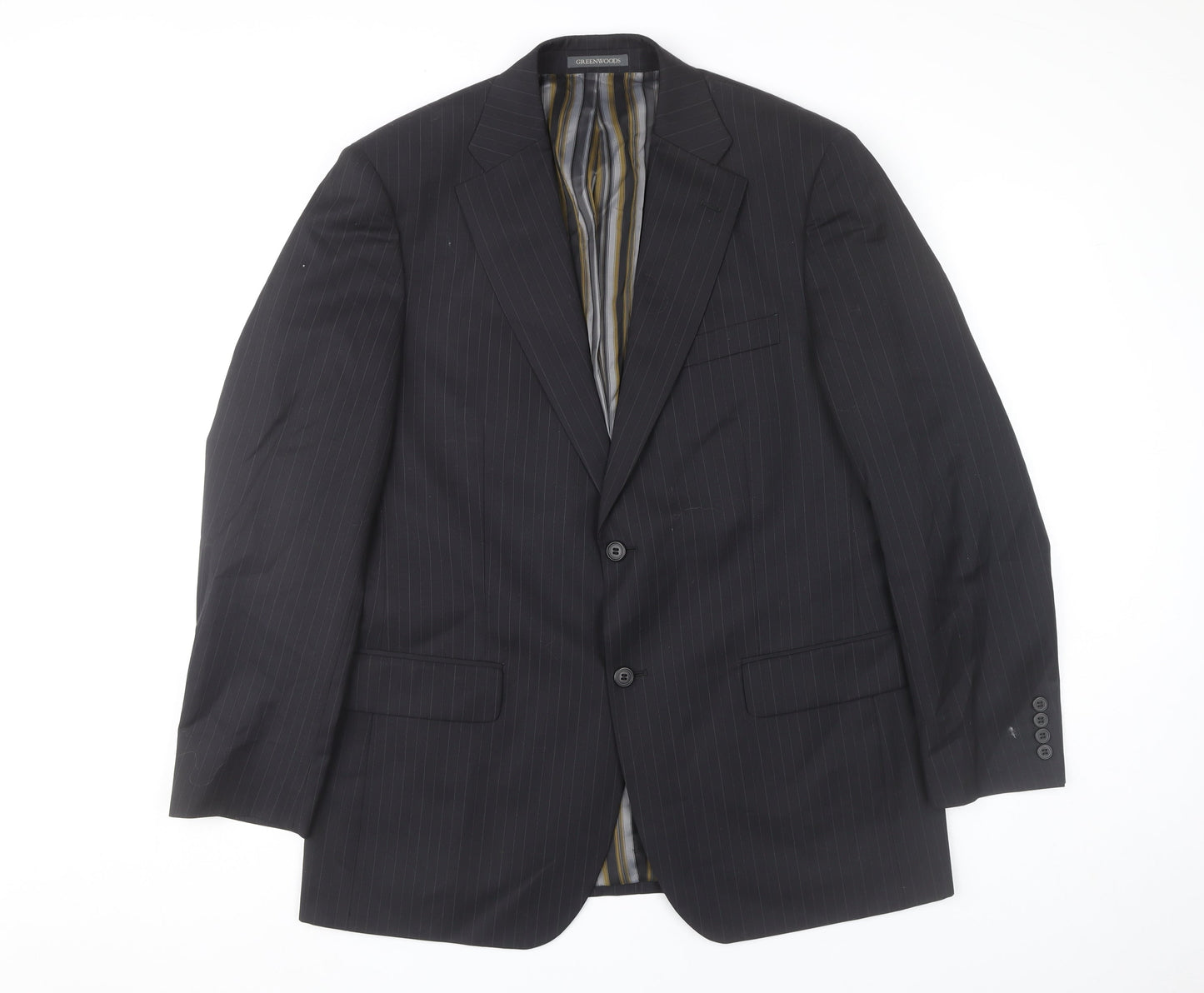 Greenwoods Elite Men’s Black Pinstripe 42R Blazer Jacket