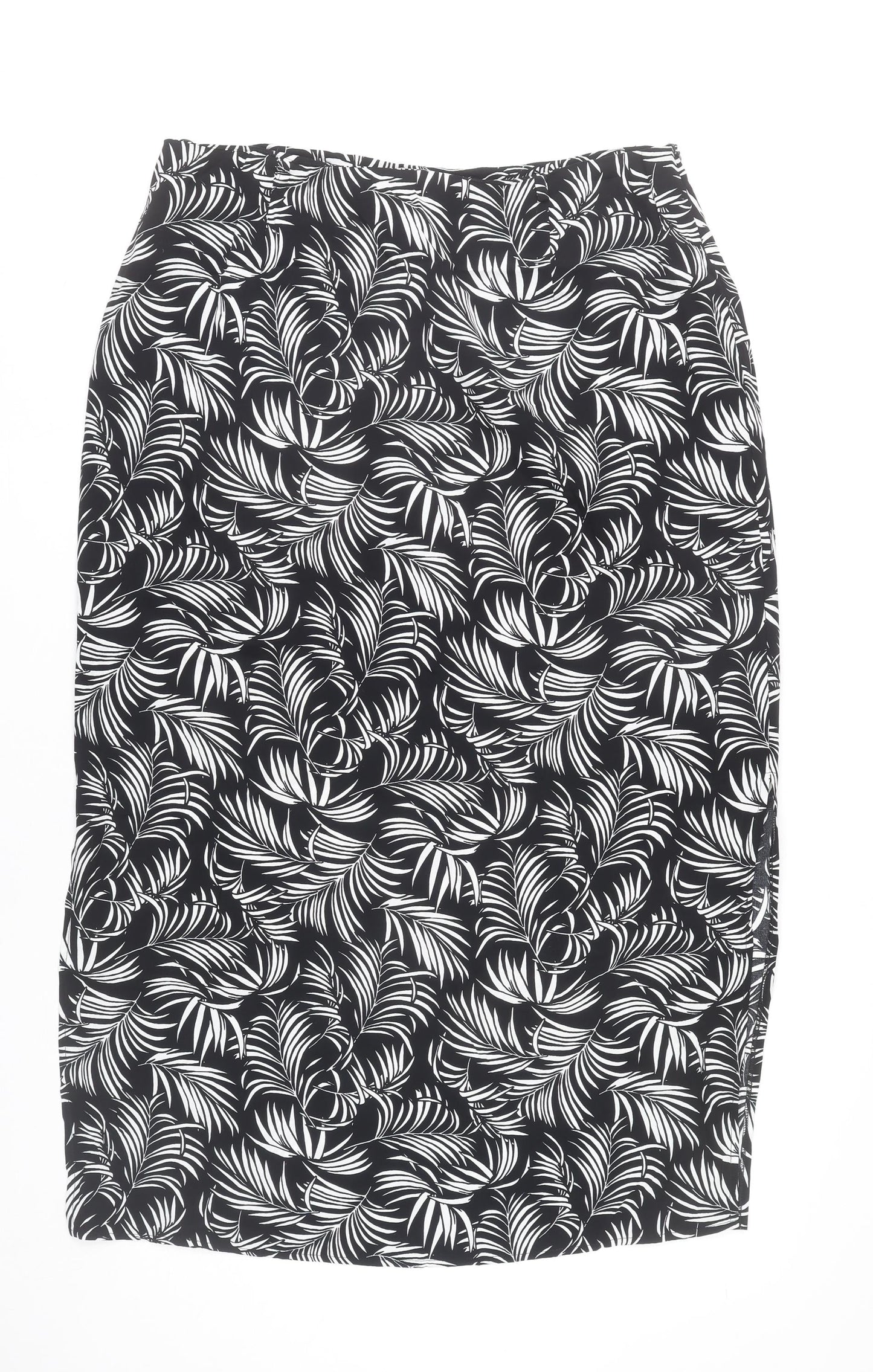 Wallis Women’s Black Tropical Print Viscose Pencil Skirt Size 18