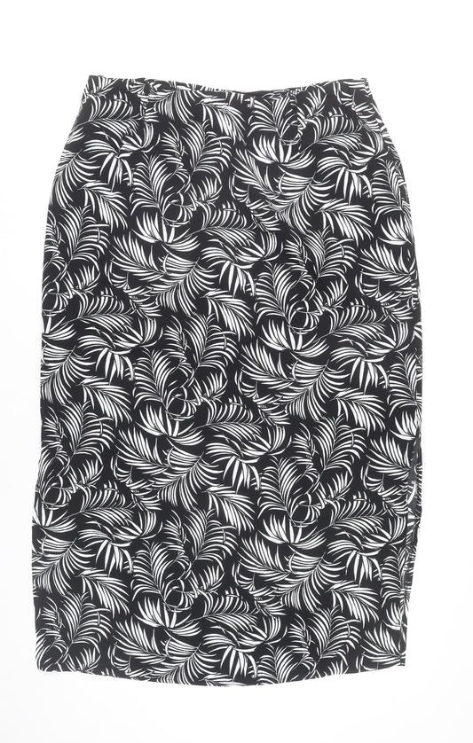 Wallis Women’s Black Tropical Print Viscose Pencil Skirt Size 18