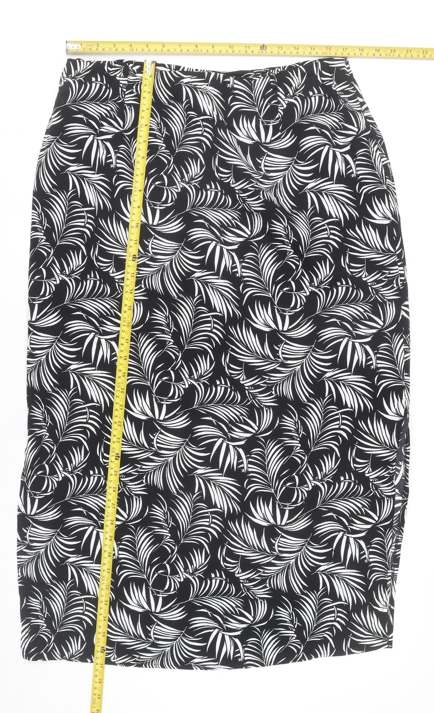 Wallis Women’s Black Tropical Print Viscose Pencil Skirt Size 18