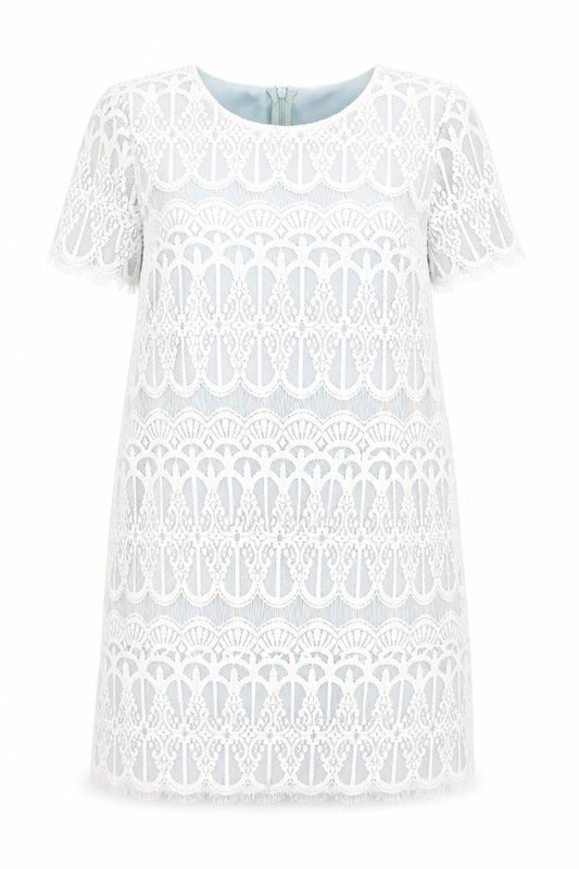 Dorothy Perkins Women’s White Lace Shift Dress Size 18 Knee Length