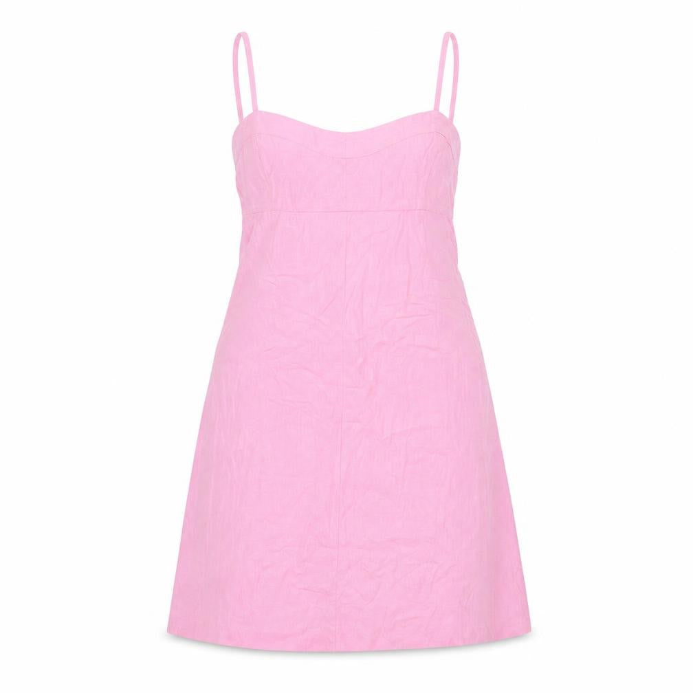 Zara Women Pink Linen Blend Slip Dress Size 14 Short Summer
