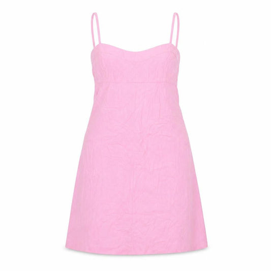 Zara Women Pink Linen Blend Slip Dress Size 14 Short Summer