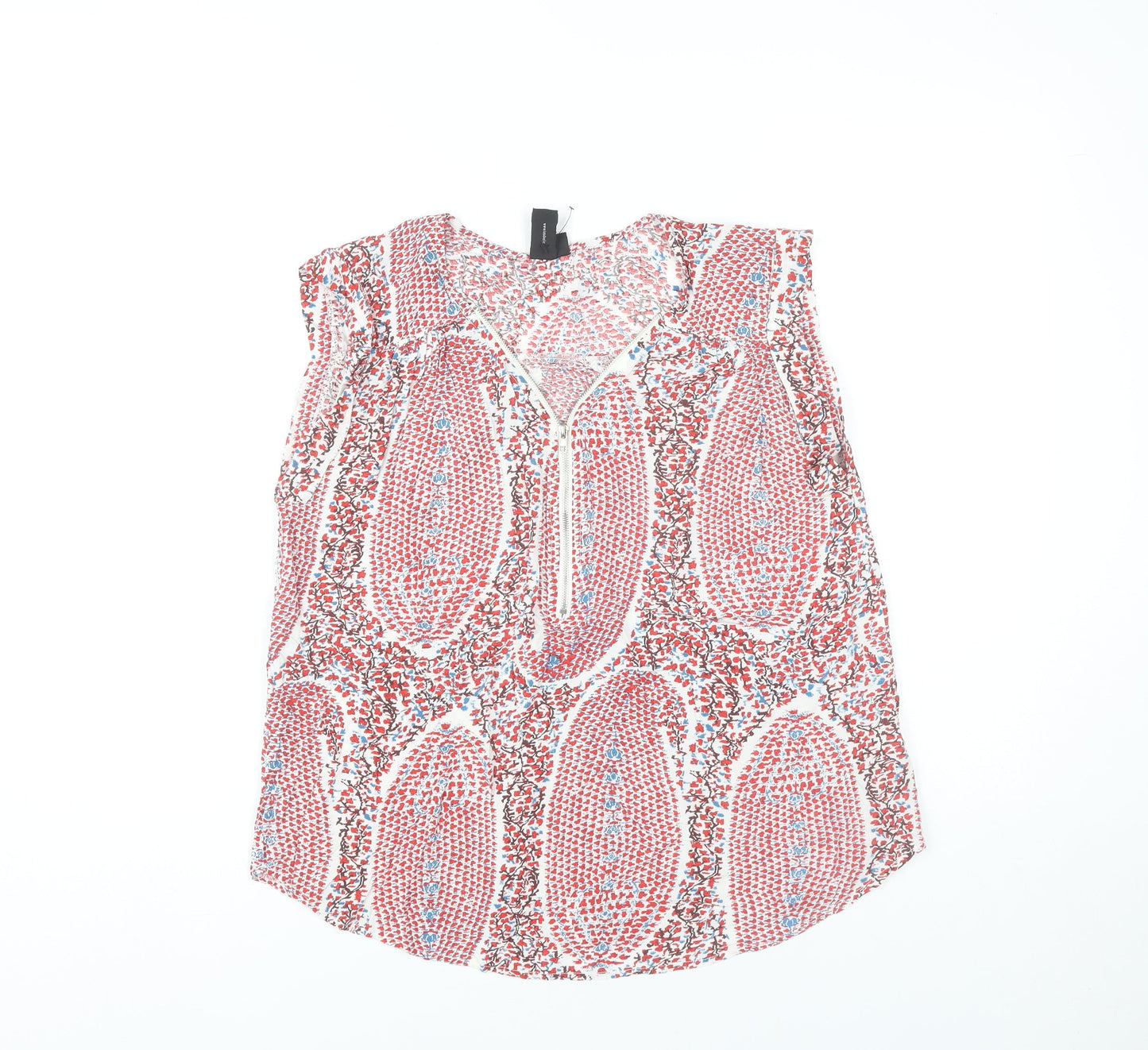 Izabel London Womens Multicoloured Floral Zip V-Neck Blouse Size 10