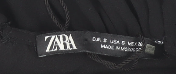 Zara Women Black Shift Dress Size 8 Short Sleeve Classic Style