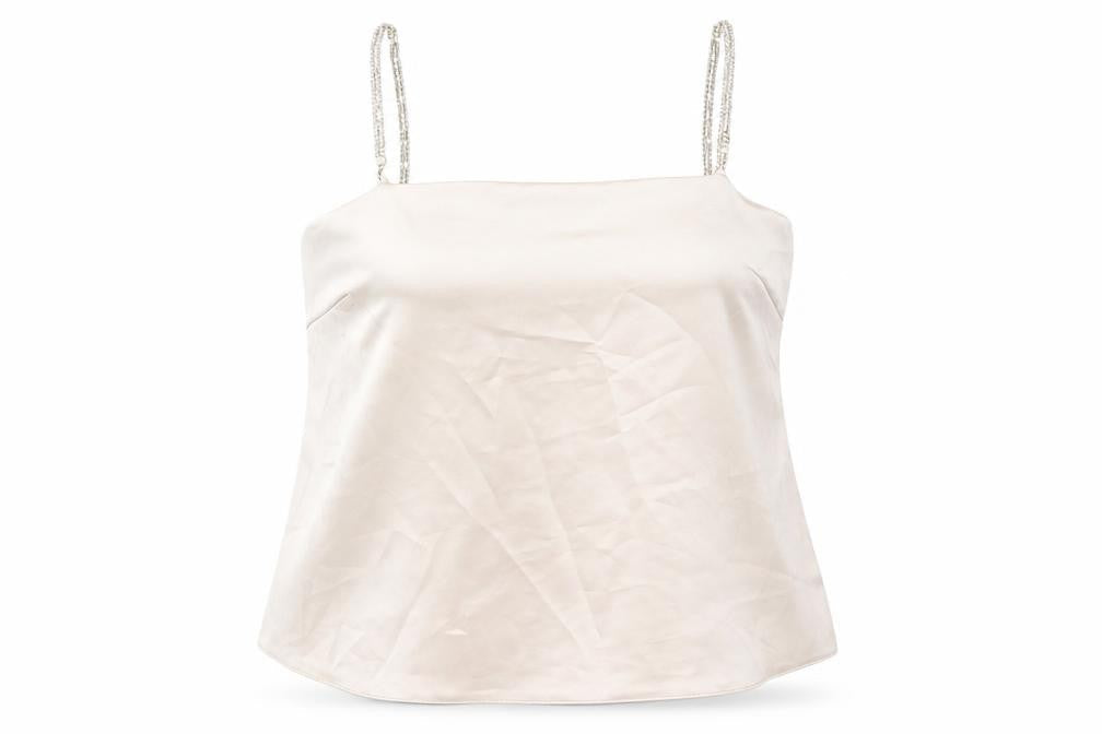ASOS Womens Beige Camisole Tank Top Size 6 Beaded Straps Polyester
