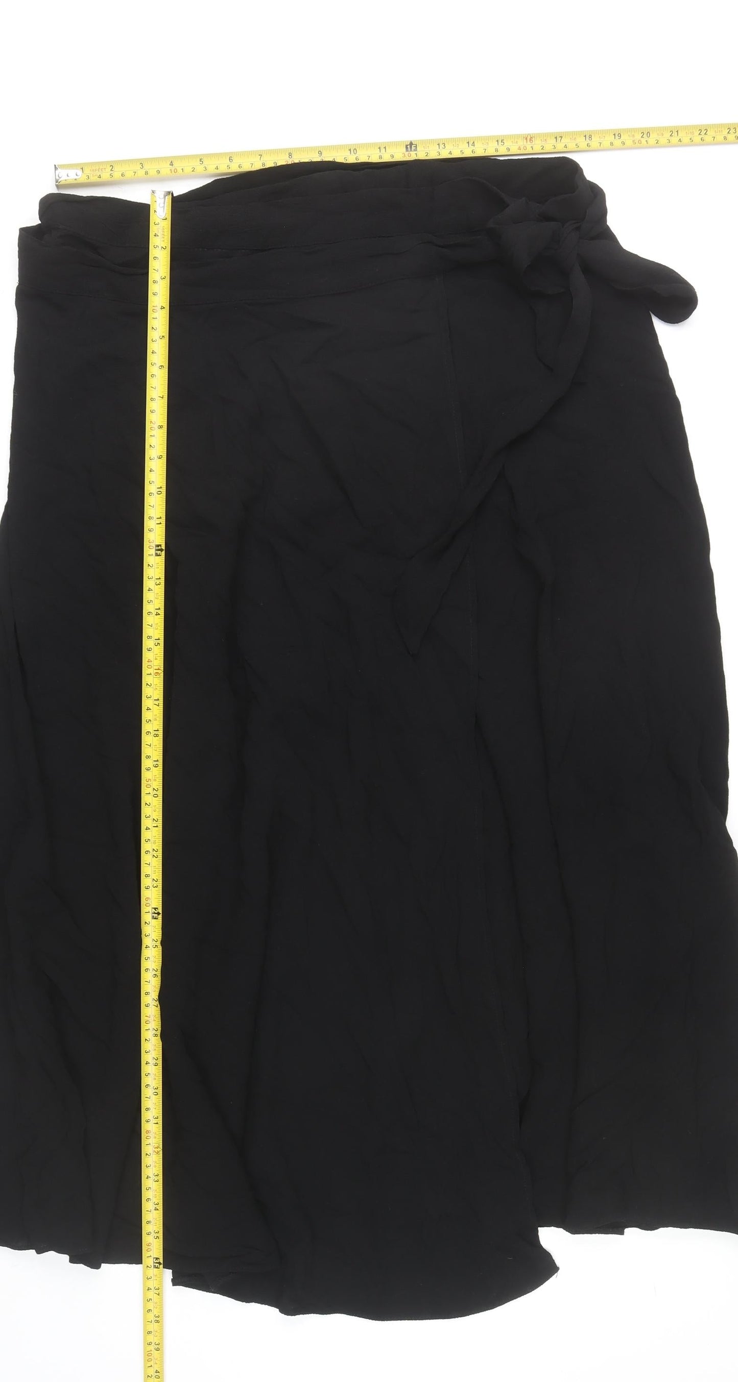 Wallis Women’s Black Viscose Wrap Midi Skirt Size 16