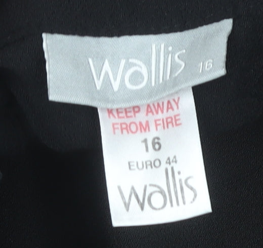Wallis Women’s Black Viscose Wrap Midi Skirt Size 16