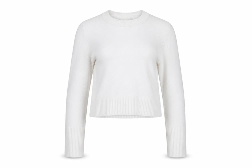 Zara Women White S Pullover Knit Jumper Crew Neck Long Sleeve