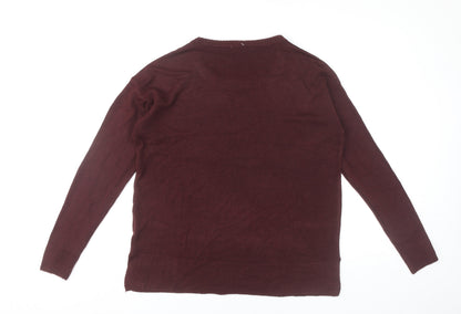 Select Womens Red Acrylic Pullover Jumper Size L Long Sleeve Casual