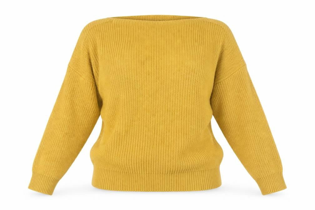 Topshop Womens Yellow Pullover Jumper Size 6 Boat Neck Knit