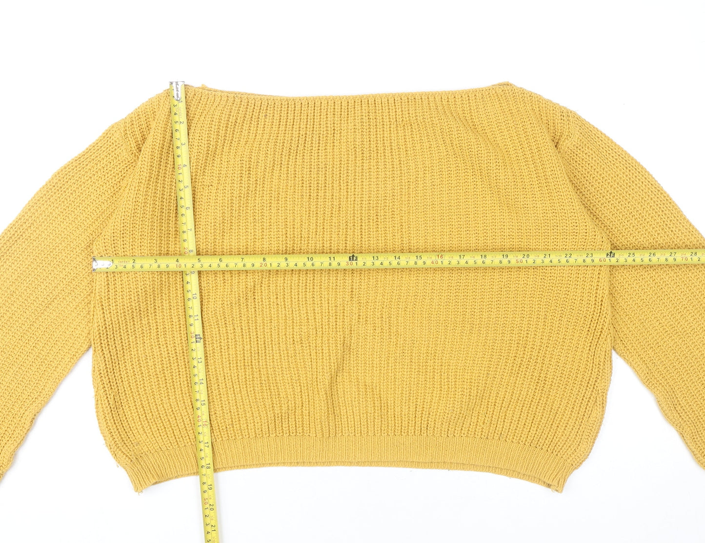 Missguided Women’s Yellow Chunky-Knit Pullover Jumper Size S