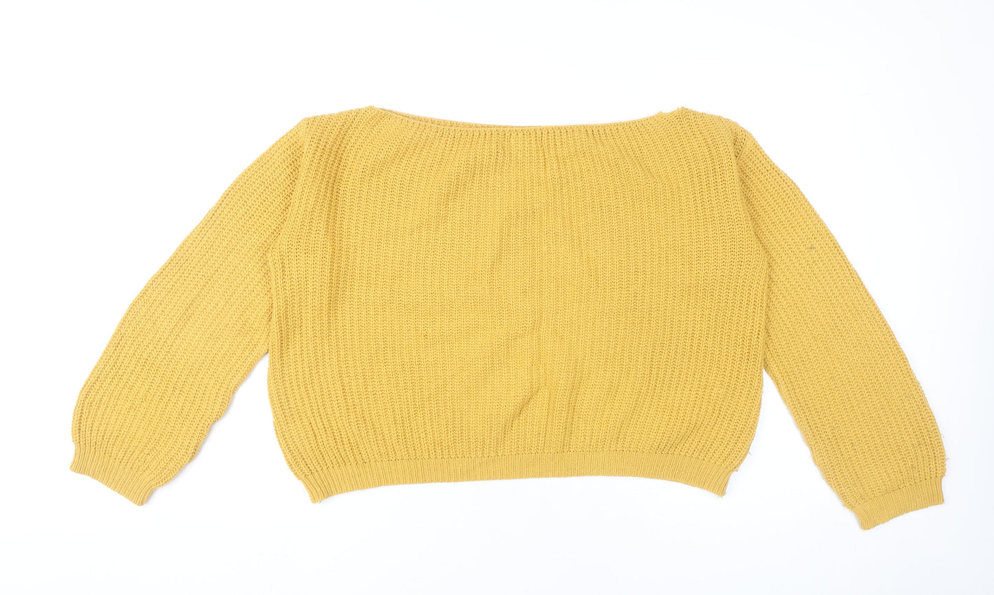 Missguided Women’s Yellow Chunky-Knit Pullover Jumper Size S