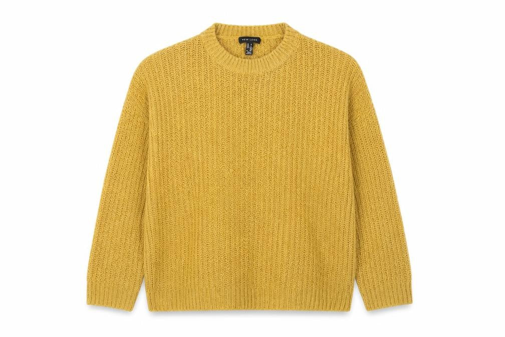 New Look Women’s Yellow Chunky Knit Jumper Size S Crew Neck