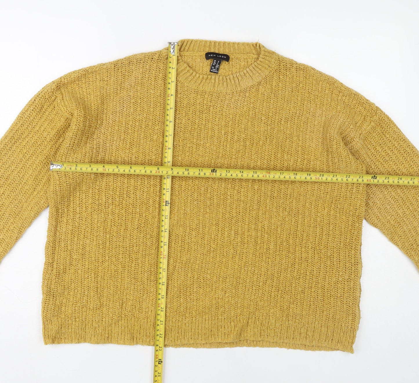 New Look Women’s Yellow Chunky Knit Jumper Size S Crew Neck