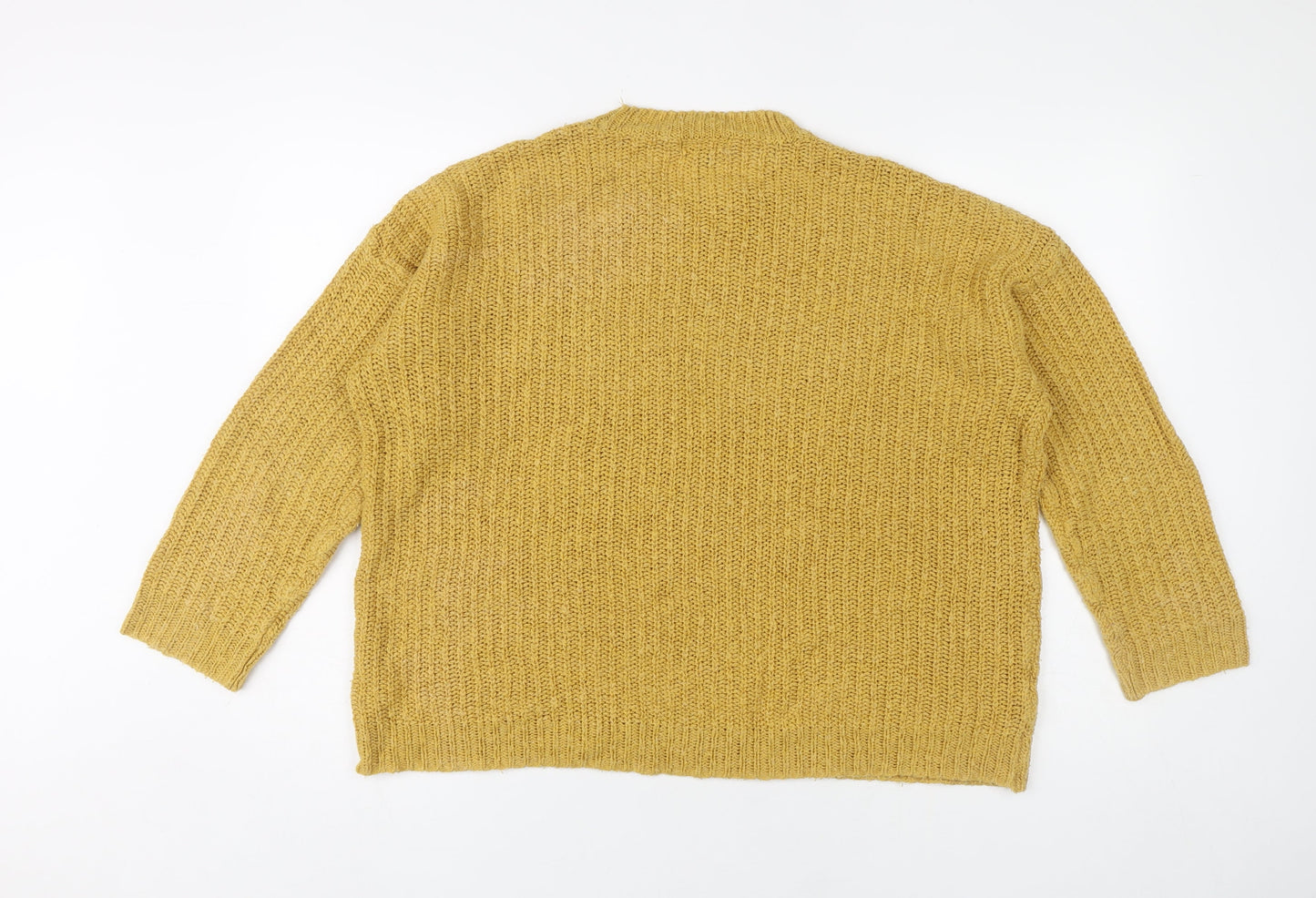 New Look Women’s Yellow Chunky Knit Jumper Size S Crew Neck