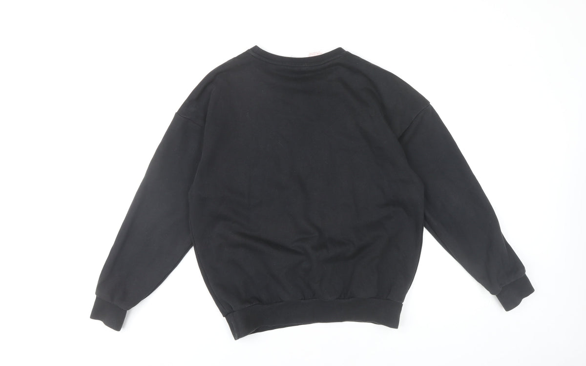 Adidas Girls Black Sweatshirt 13-14 Years Long Sleeve Crew Neck Pullover