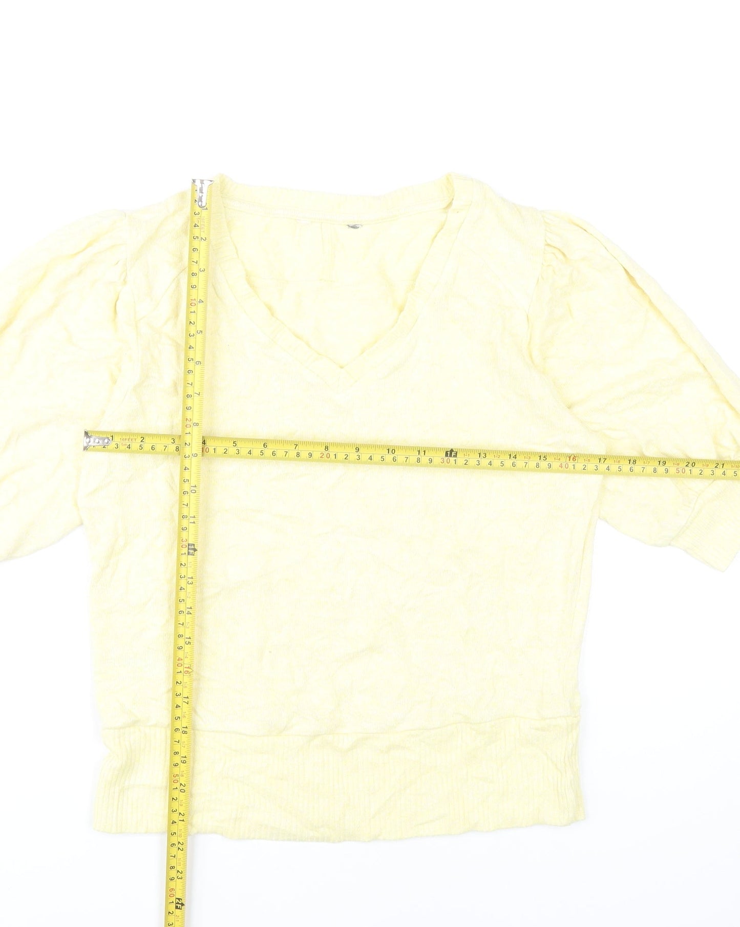 Next Women’s Yellow V-Neck Puff Sleeve Jumper Size 12