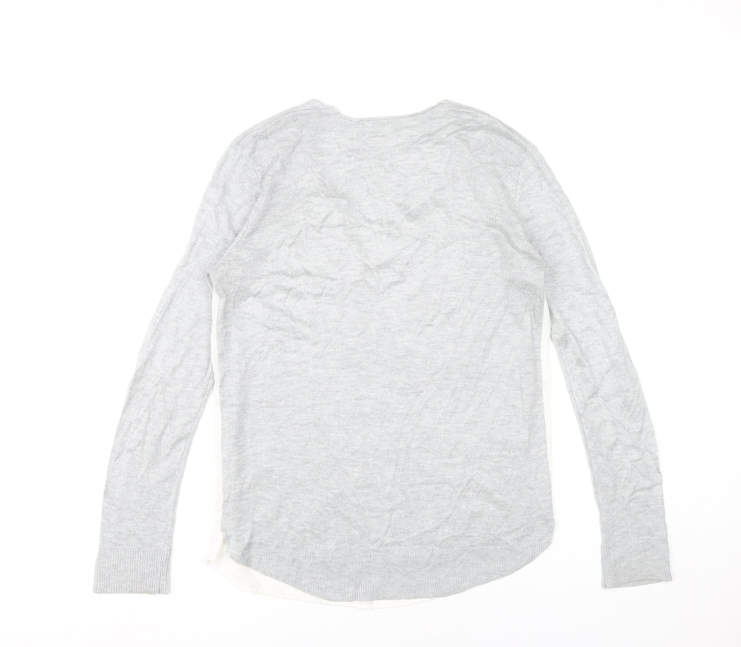 Retrology Women’s Grey V-Neck Pullover Jumper Size S Acrylic Rayon