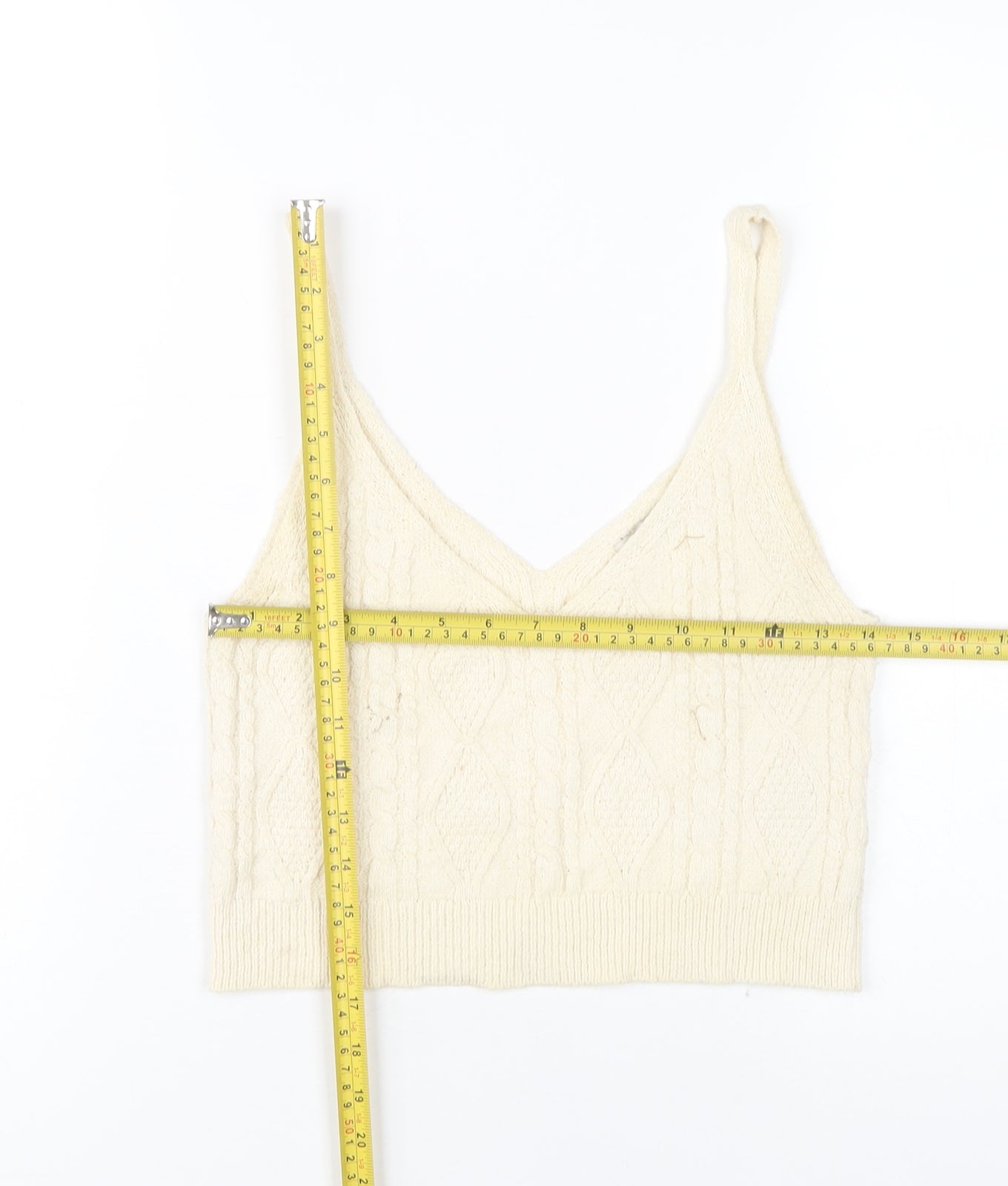 Stradivarius Women’s Ivory Knit Cropped Tank Top Size M
