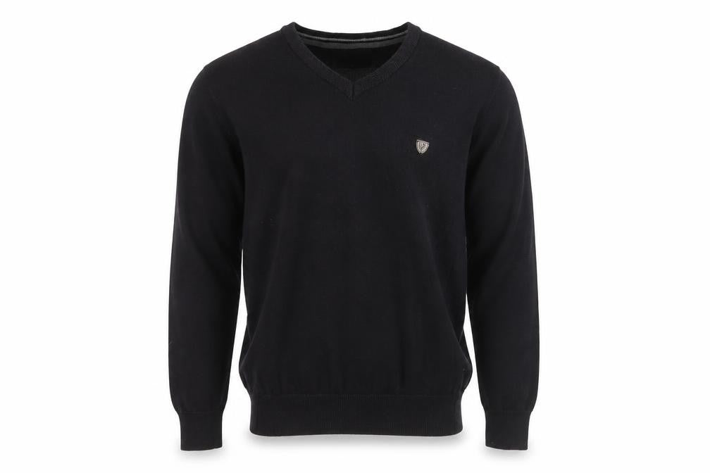 Retro Club Mens Black V-Neck Pullover Jumper L Cotton Blend