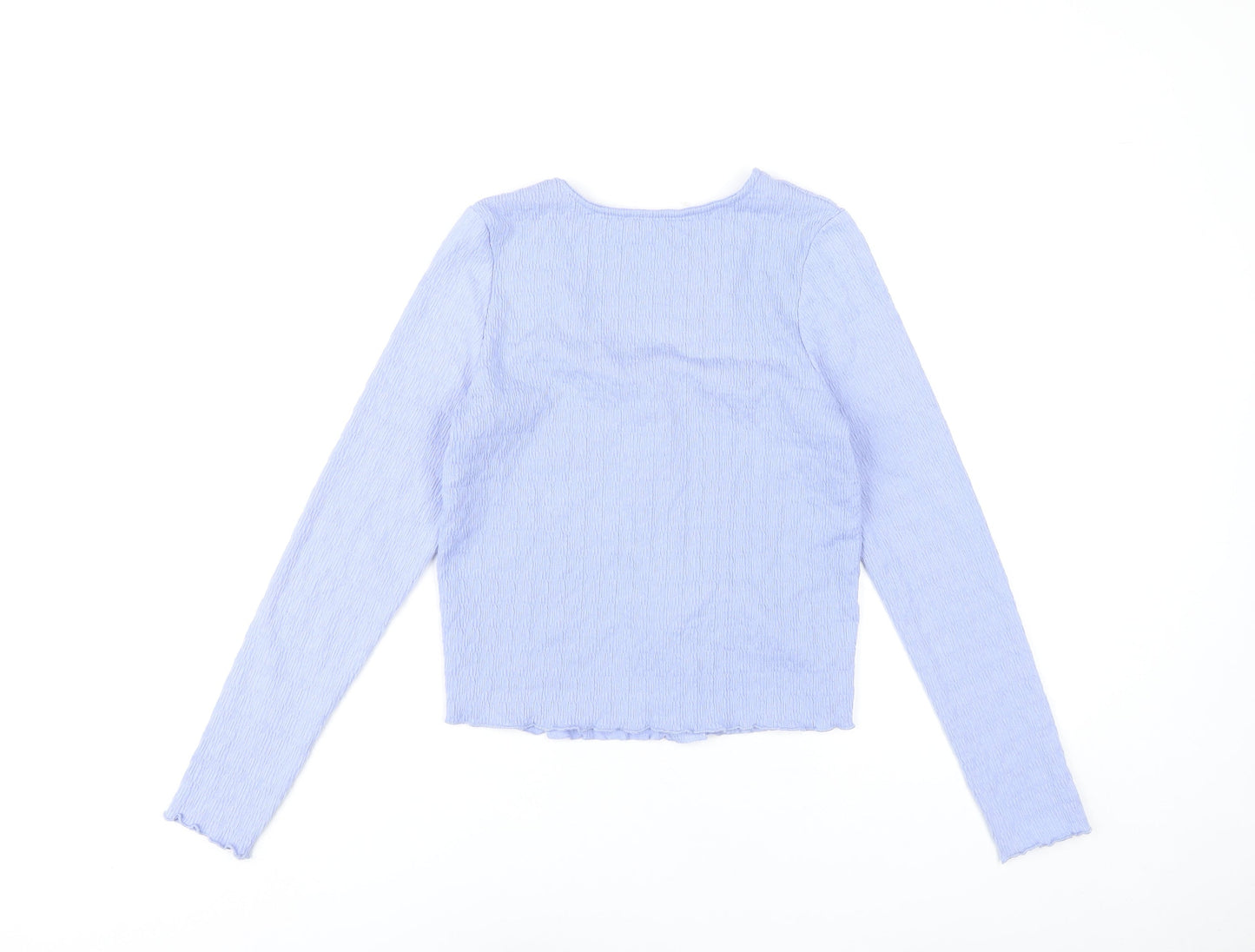 MNG Women's Purple Cropped Button Blouse Long Sleeve Slim Fit S