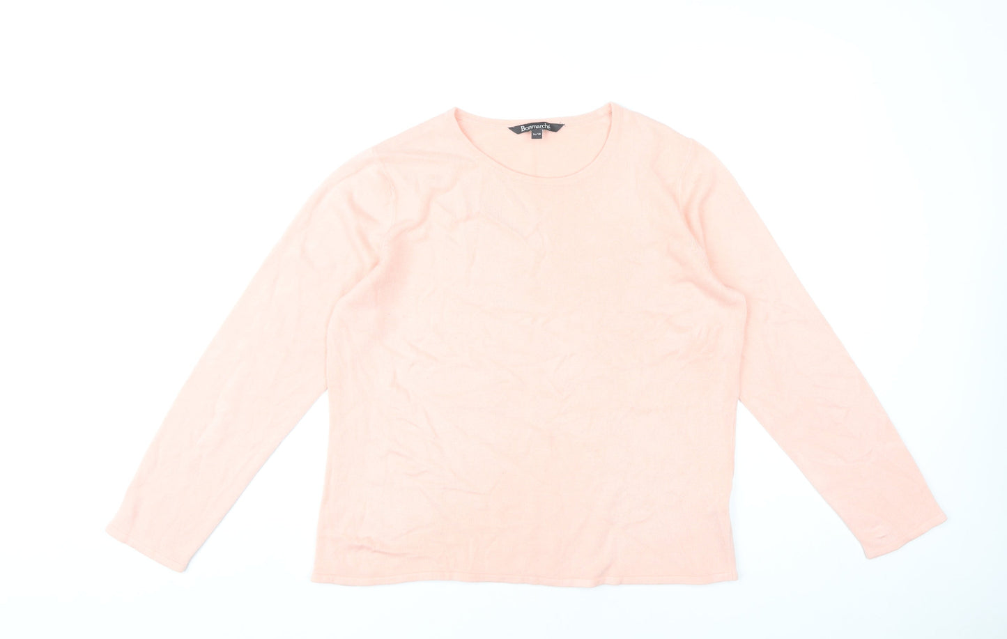 Bonmarché Womens Pink Pullover Jumper Size 16 Round Neck Long Sleeve