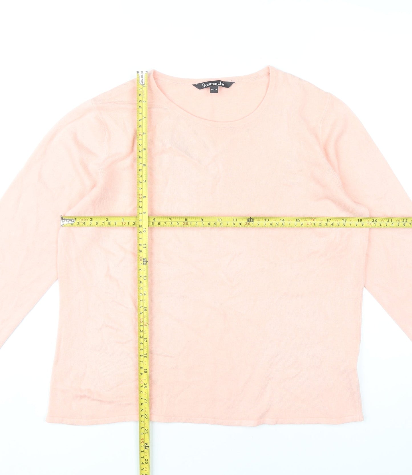 Bonmarché Womens Pink Pullover Jumper Size 16 Round Neck Long Sleeve