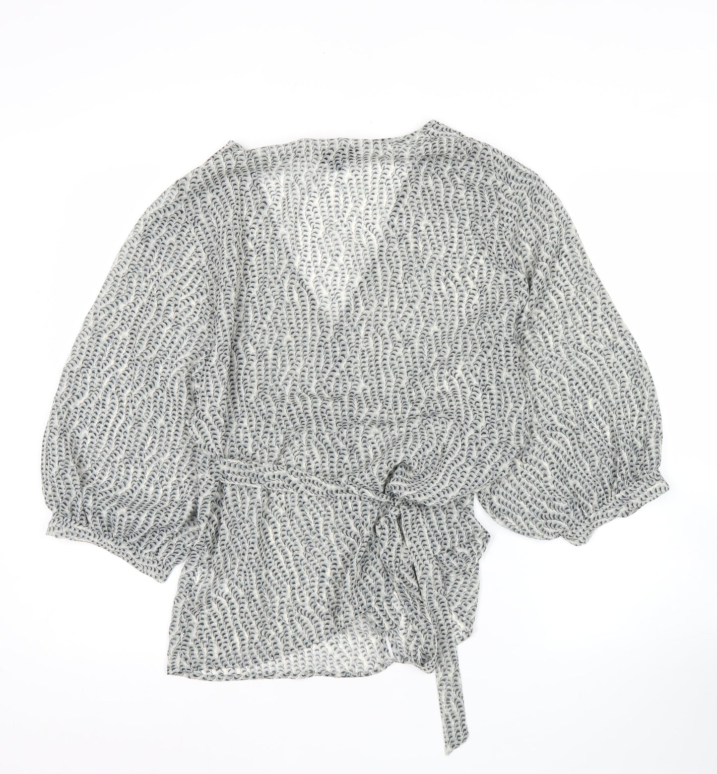 Topshop Women’s Grey Wrap Blouse UK 12 Polyester 3/4 Sleeve