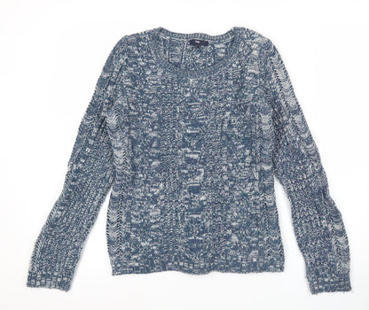 Gap Womens Blue Cable-Knit Wool Blend Jumper Size S