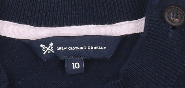 Crew Clothing Women Blue Striped Cotton Jumper Size 10 Short Sleeve