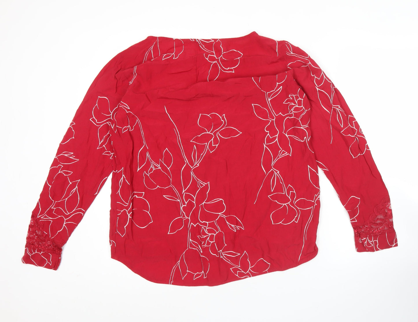 Next Women Red Floral Long Sleeve Tunic Blouse UK 14