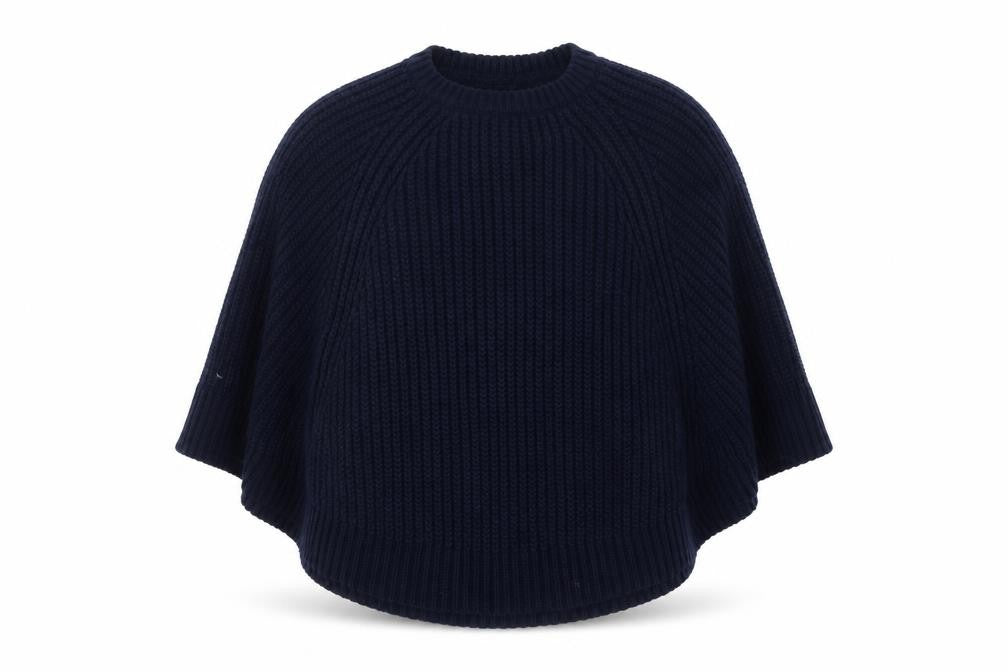 Marks & Spencer Women Blue Chunky Knit Cape Jumper Small