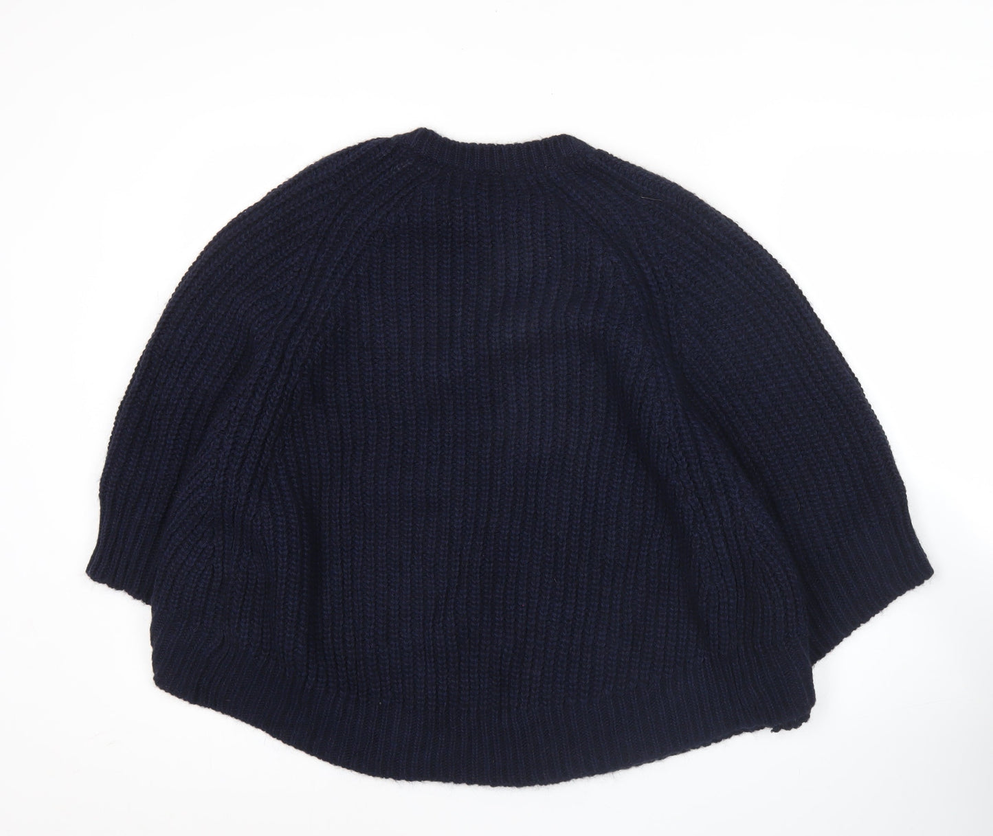 Marks and Spencer Women Blue Chunky Knit Cape Jumper Small