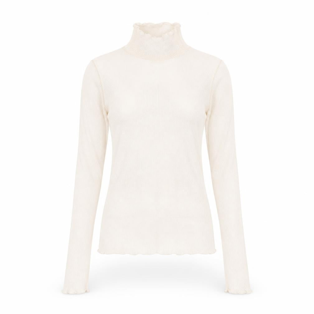 Zara Women Ivory Knit Roll Neck Long Sleeve Blouse Size S