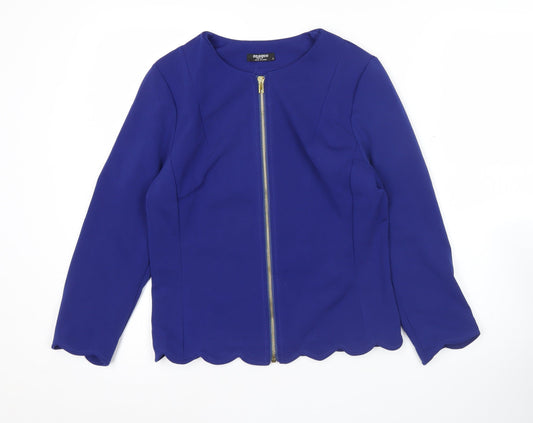 Zeagoo Women Blue Long Sleeve Zip Blouse Size S Workwear Classic