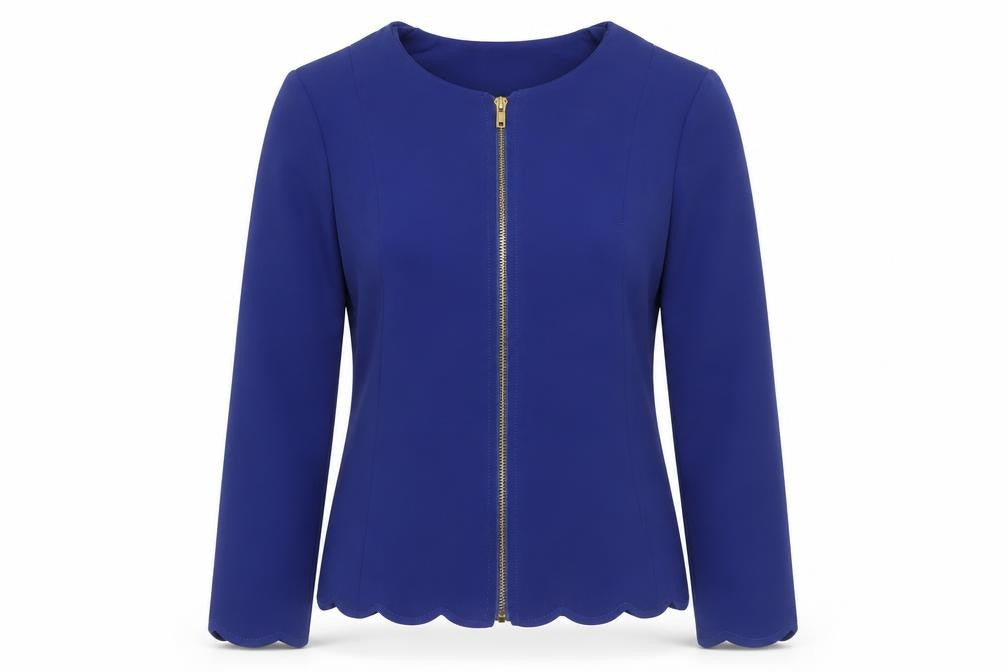 Zeagoo Women Blue Long Sleeve Zip Blouse Size S Workwear Classic