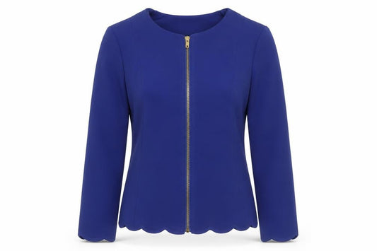 Zeagoo Women Blue Long Sleeve Zip Blouse Size S Workwear Classic