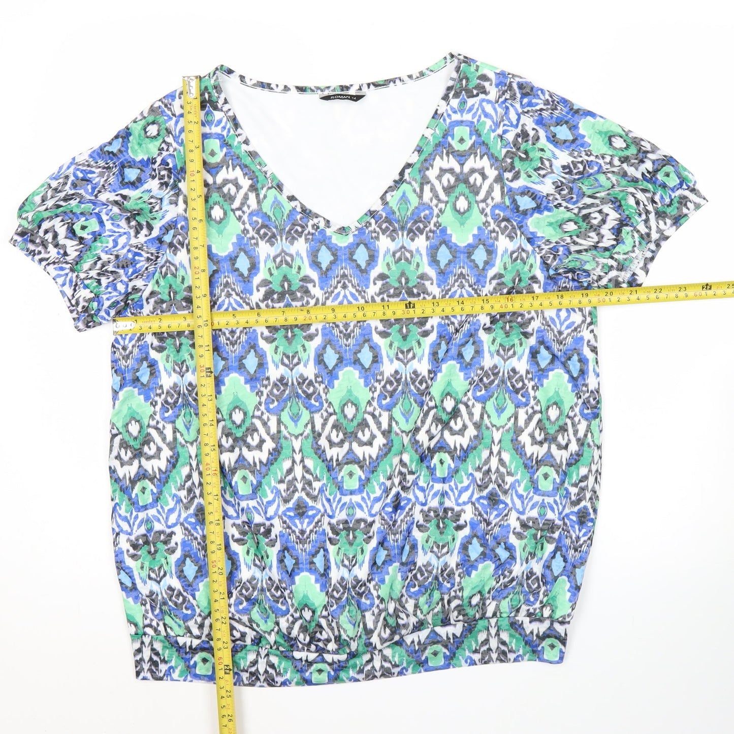Roman Women’s Multicoloured Size 14 V-Neck Tunic Blouse