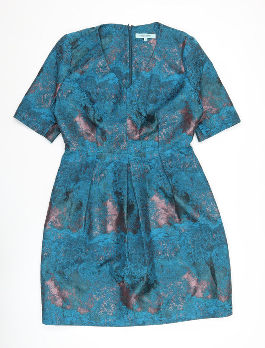 Dickins & Jones Women’s Blue Pink Jacquard Sheath Dress Size 12