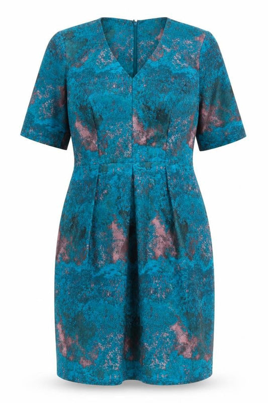 Dickins & Jones Women’s Blue Pink Jacquard Sheath Dress Size 12