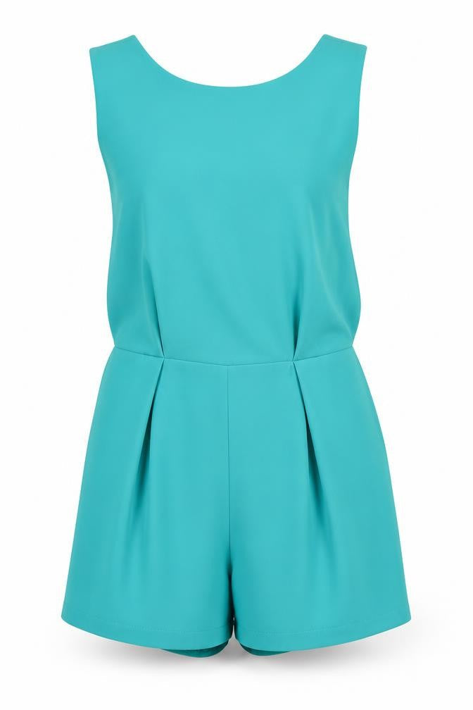 Topshop Women’s Green Size 12 Sleeveless Lace Back Playsuit