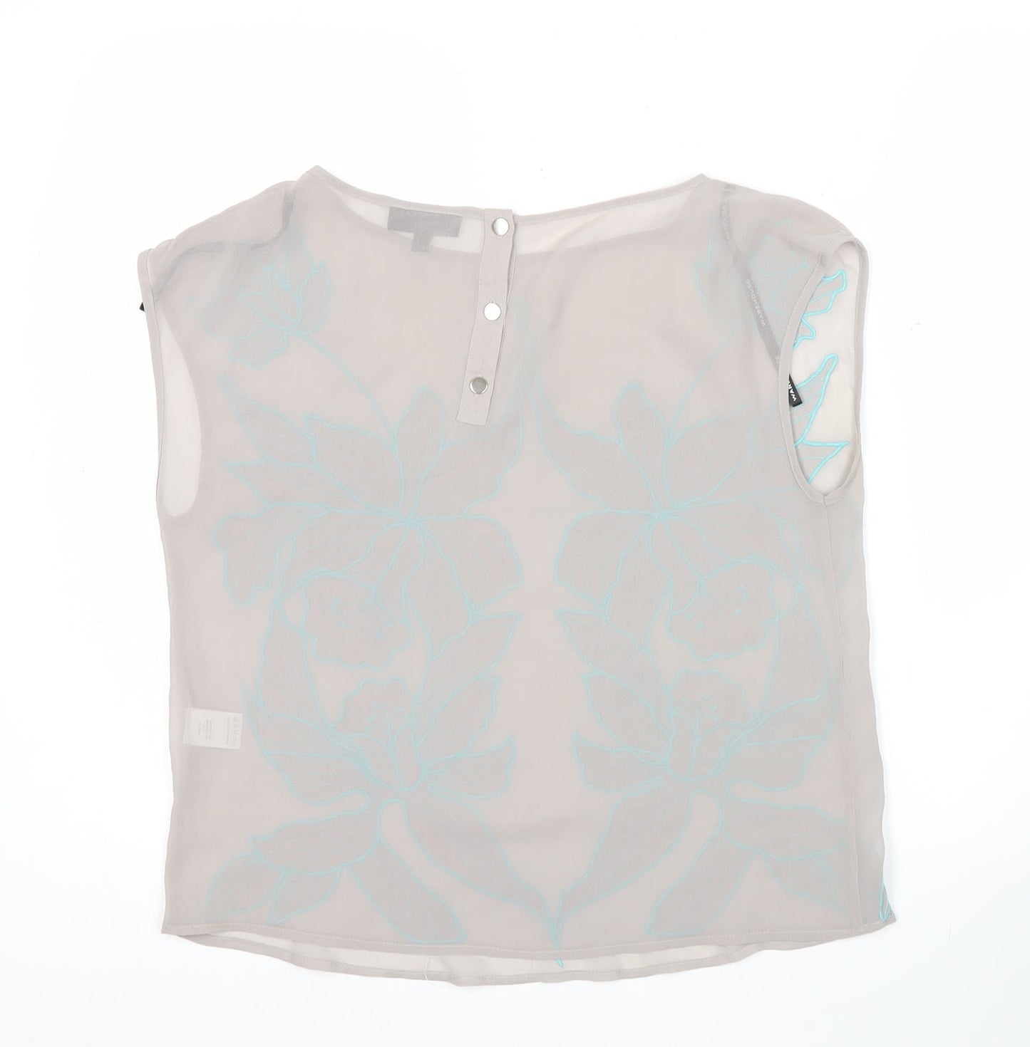Warehouse Women’s Beige Floral Embroidered Sleeveless Blouse Size 10