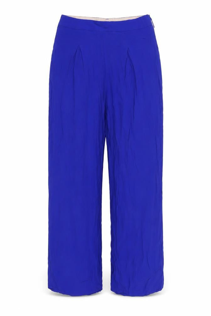 Yumi Women’s Blue Wide-Leg Viscose Trousers Size 12