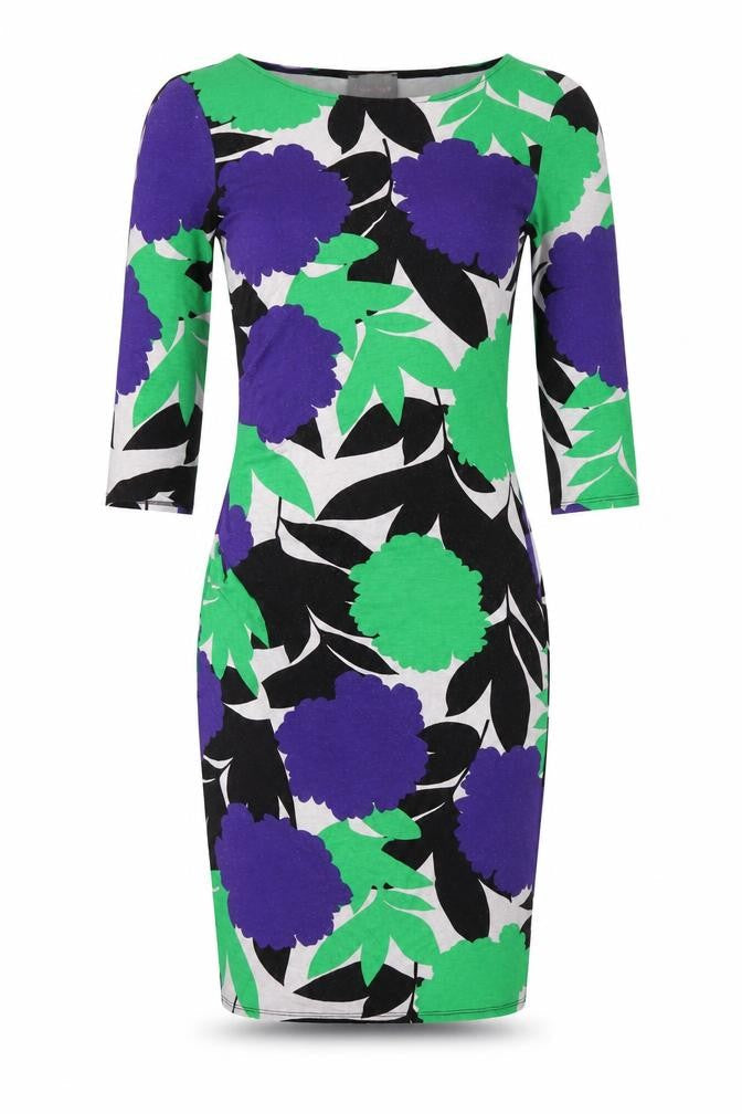 Phase Eight Womens Multicoloured Floral Dress Size 10 Sheath 3/4 Sleeve