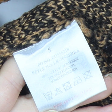 Brave Soul Womens Brown Zebra V-Neck Jumper Size S
