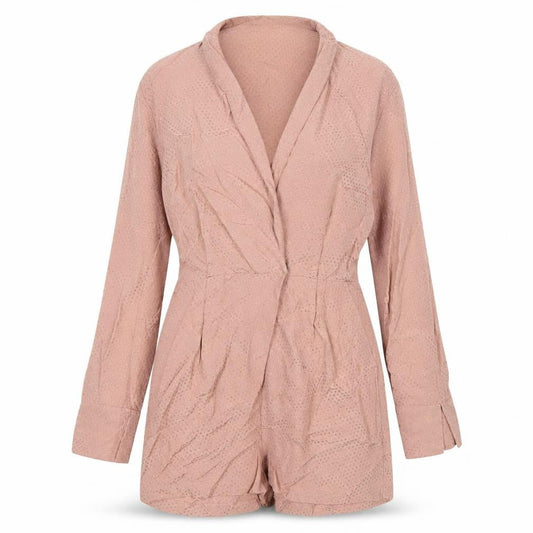 Topshop Women Pink Polka Dot Long Sleeve V-Neck Playsuit Size 10