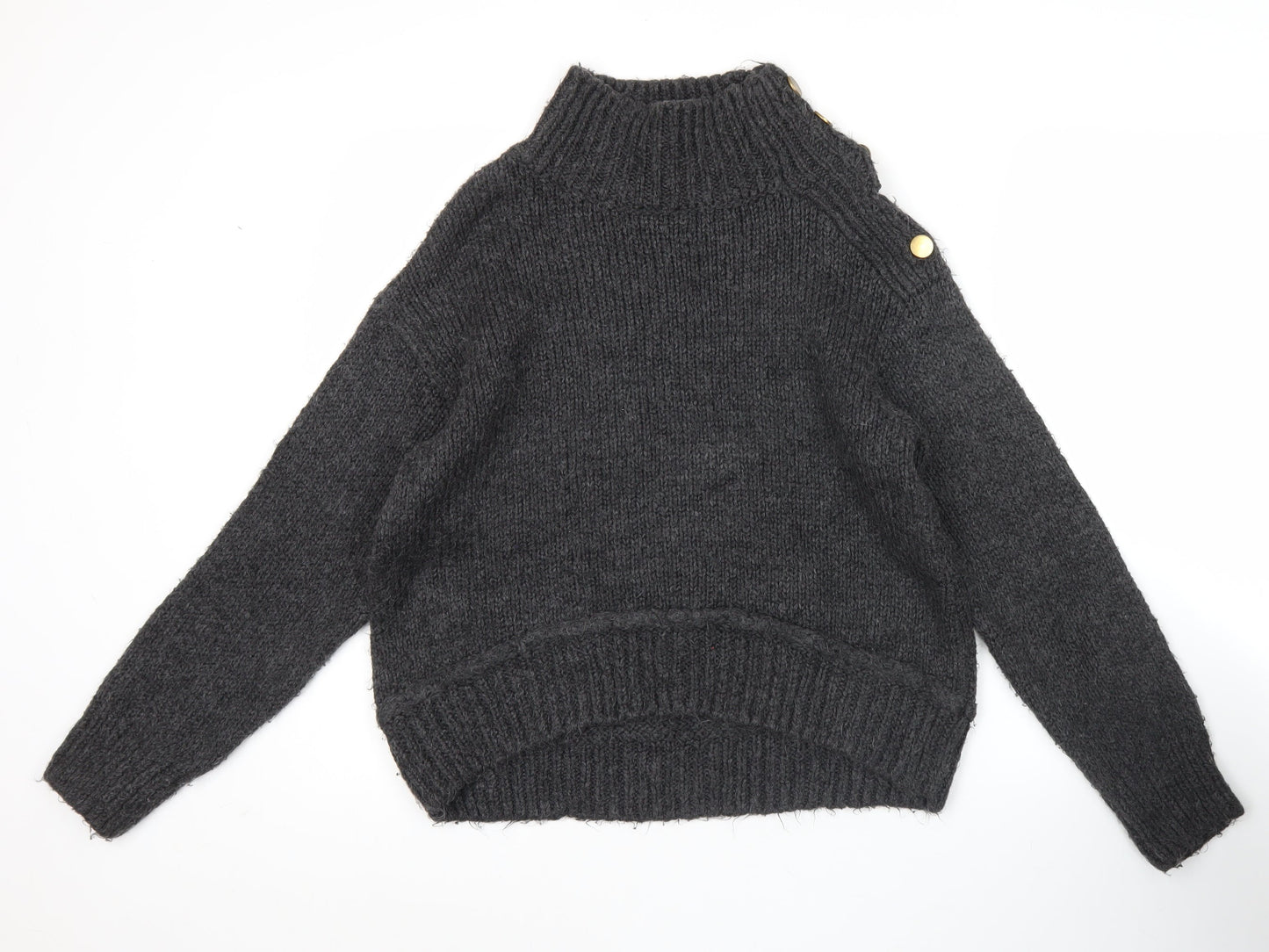 Topshop Women’s Grey XS Mock Neck Knit Pullover Jumper