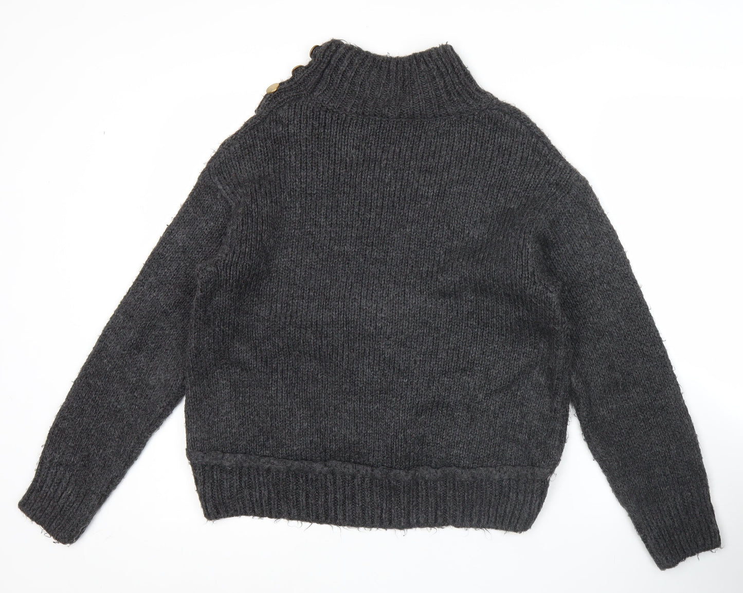 Topshop Women’s Grey XS Mock Neck Knit Pullover Jumper