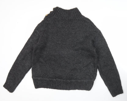 Topshop Women’s Grey XS Mock Neck Knit Pullover Jumper